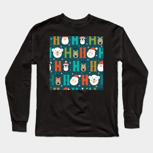 Ho Ho Ho, Christmas, Santa, Reindeer, Polar Bear, Snow Long Sleeve T-Shirt